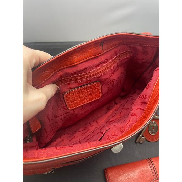 Vintage 1954 Fossil Maddox Long Live Crossbody Messenger Bag and Wallet - Picture 7 of 12